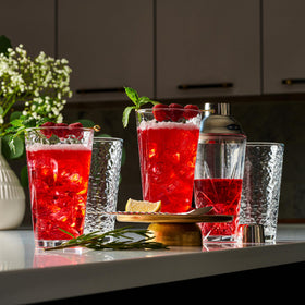 Le'raze heavy-base stemmed glasses offering stable grip even when condensation forms