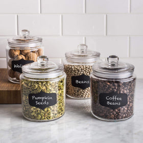 See-through Le'raze canister shows cookies, flour, or spices at a glance