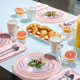 Le'raze stackable dinnerware saves cabinet space without sacrificing style.