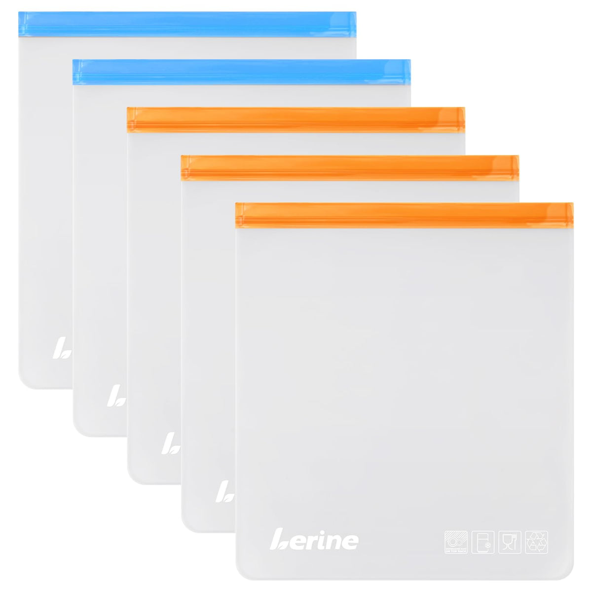 Lerine 2-gallon freezer bag front view for bulk storage and organization.