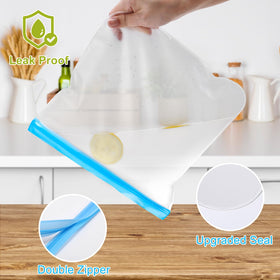 Lerine 2-gallon freezer bag open for easy filling and prep.