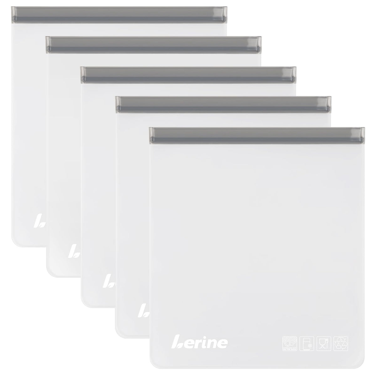 Lerine 2-gallon freezer bags front view for bulk freezing and organized storage.