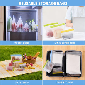 Lerine multiuse gallon bags suit marinating, portions, and leftovers.
