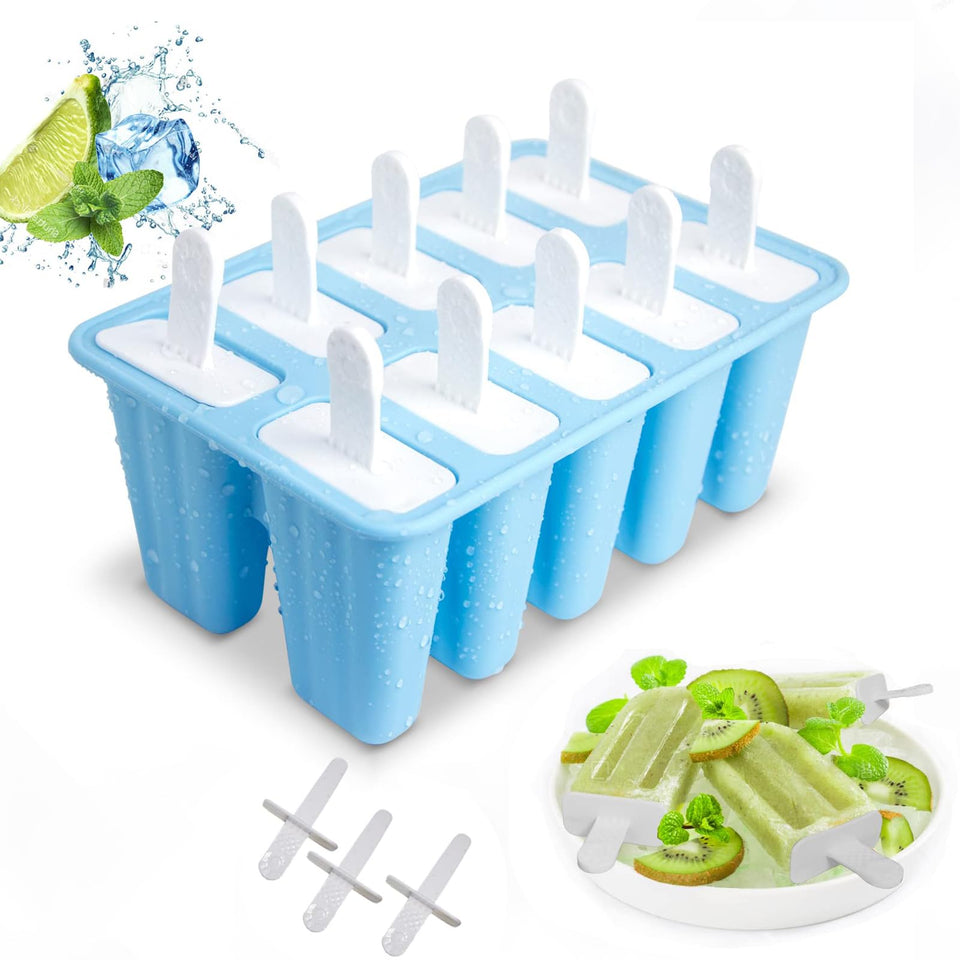 Lerryone ten-hole popsicle mold set with a convenient grip for kids.