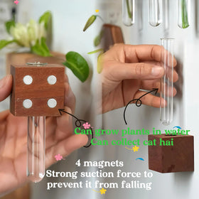 LESADULTESS wooden vase holder with test tubes for floral accents