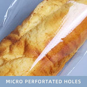 Lesibag clear OPP micro-perforated bag highlights crust breathability for fresh bread.