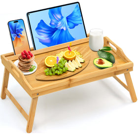 Lesnople bamboo bed tray with smooth surface for easy in-bed meals