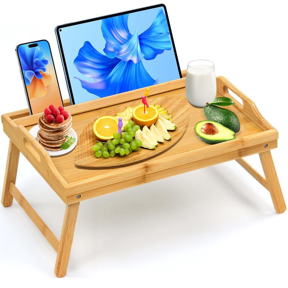 Lesnople bamboo bed tray with smooth surface for easy in-bed meals