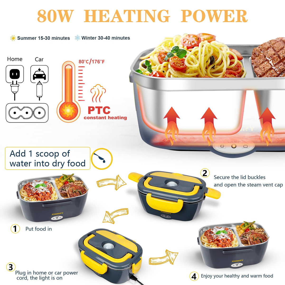 LETAAKA car-friendly lunch warmer in compact form for on-the-road meals.