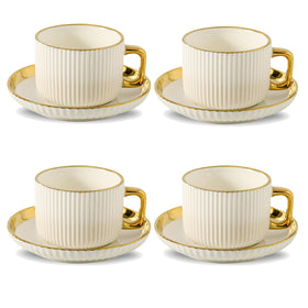 LETAOTAO cappuccino cups with saucers 8oz for cafe-style table setting