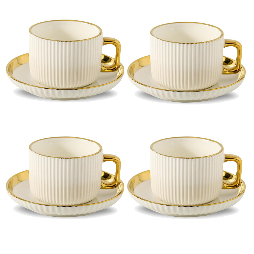 LETAOTAO cappuccino cups with saucers 8oz for cafe-style table setting