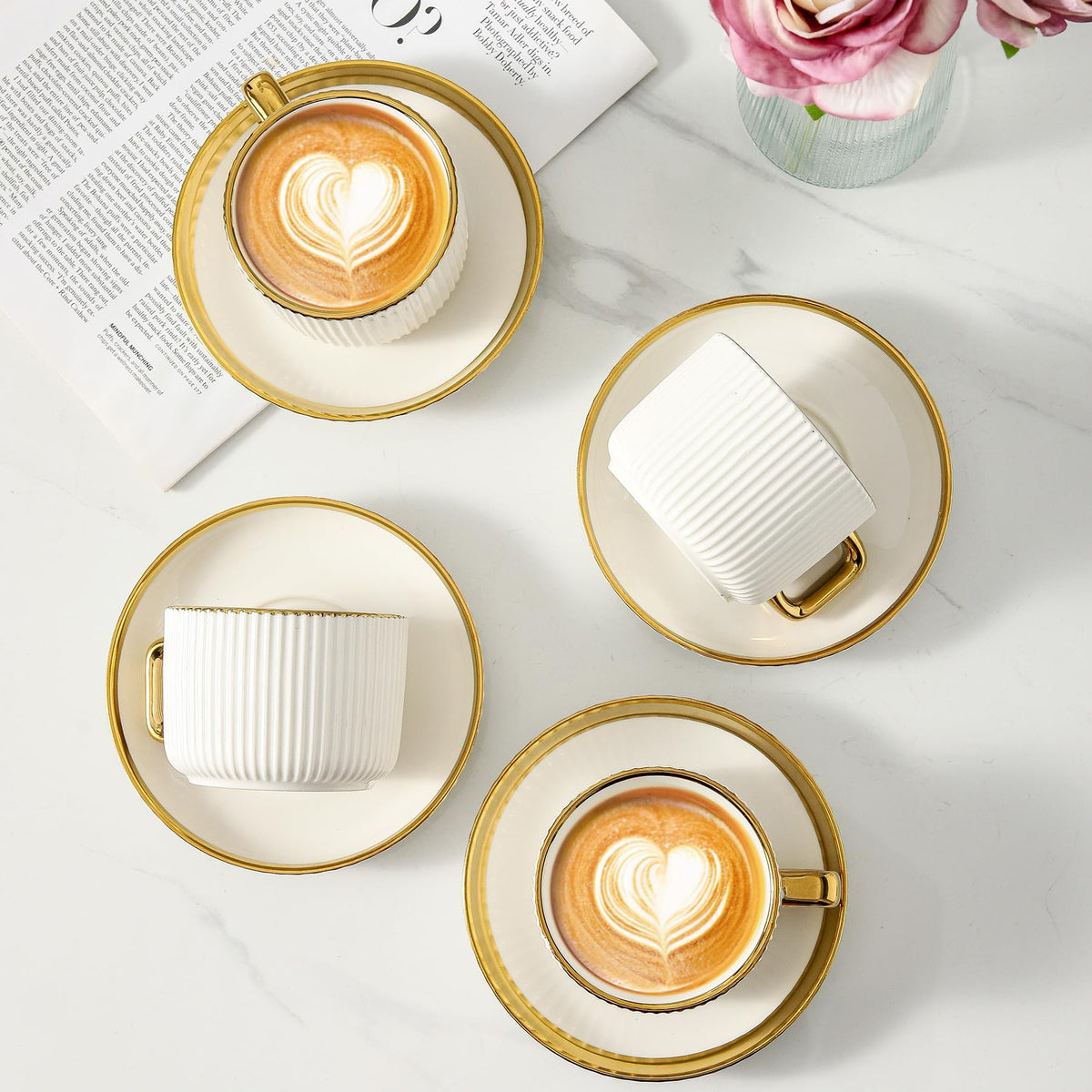 LETAOTAO coffee mugs with gold handle offer comfortable grip