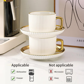 LETAOTAO latte art cups with gold rim perfect for afternoon coffees