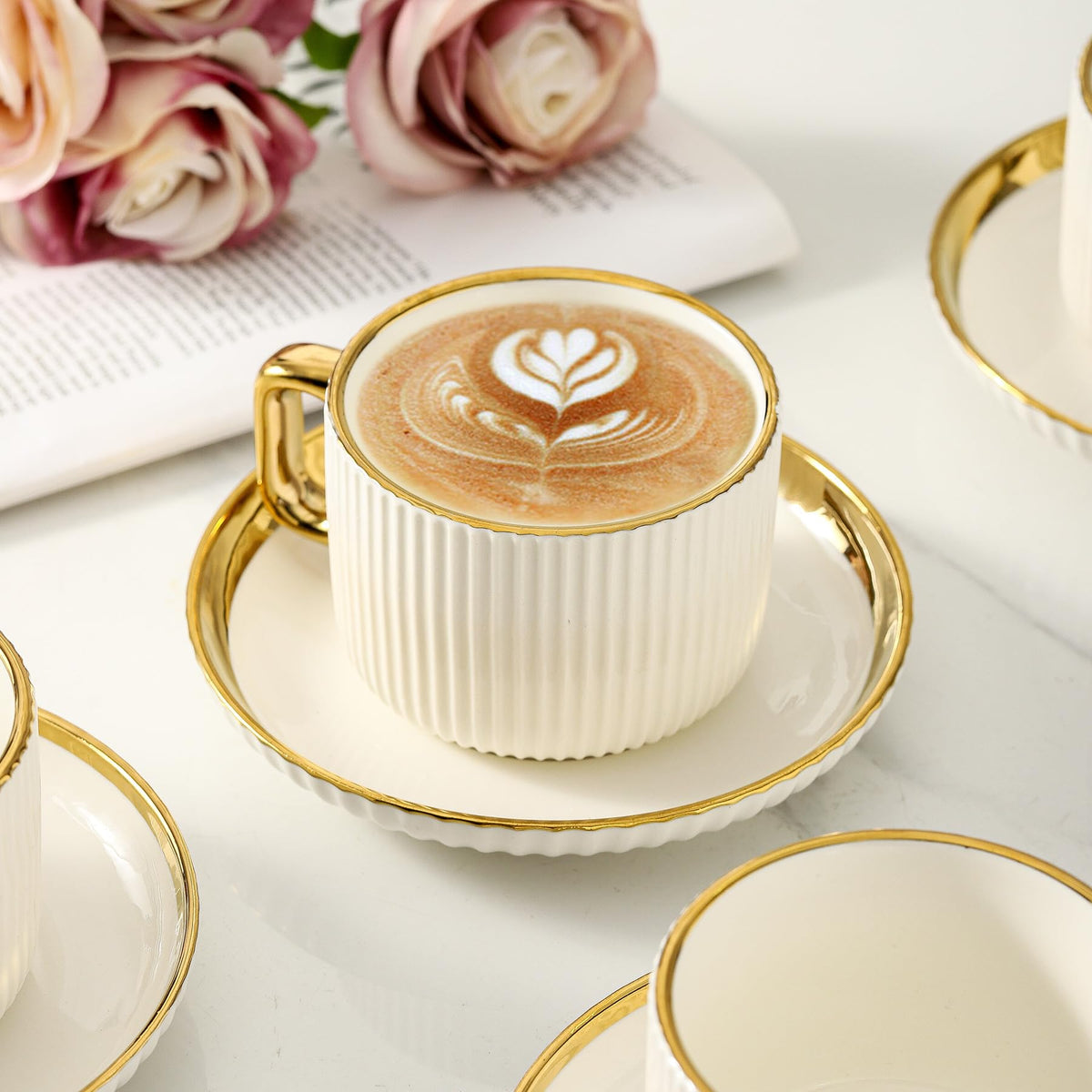 LETAOTAO porcelain mug detail with gold rim adds elegance
