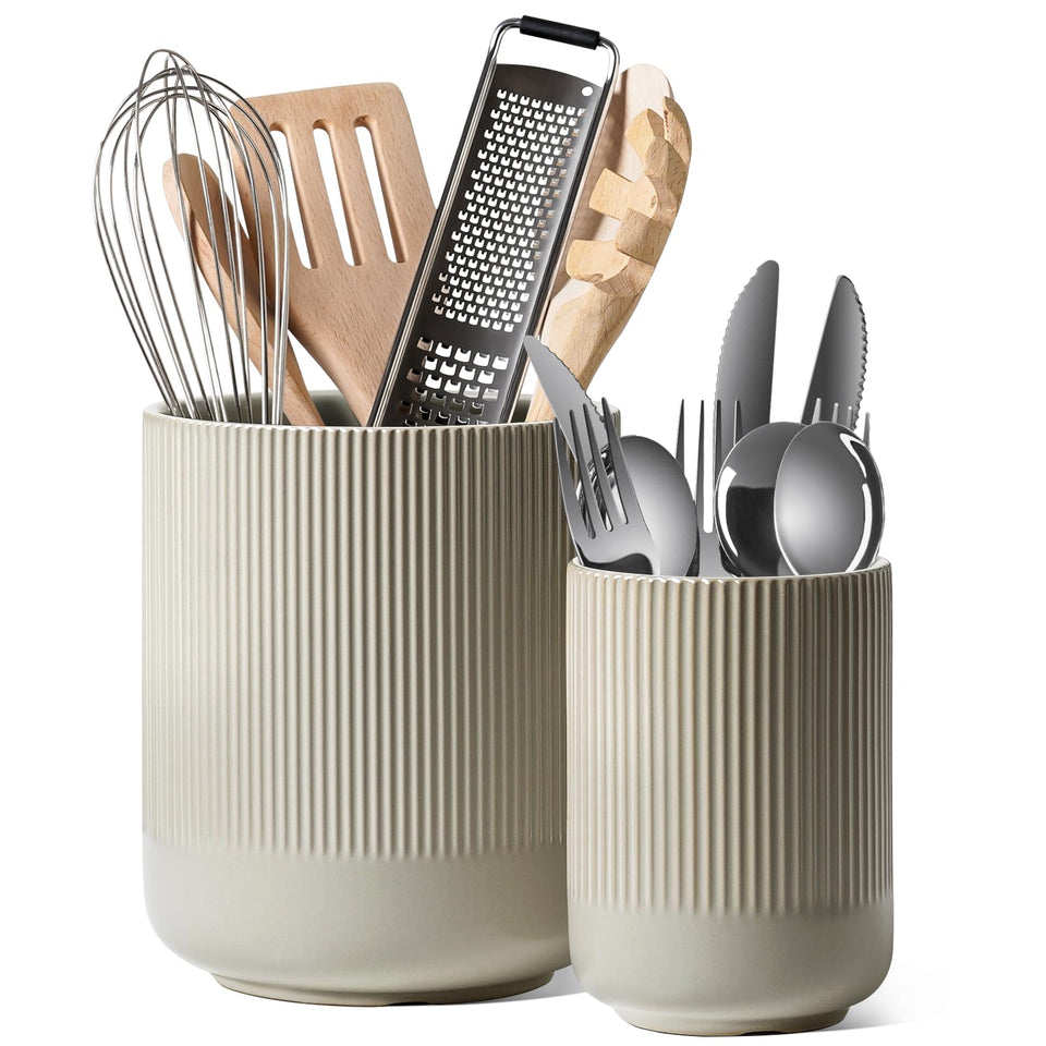 LE TAUCI Utensil Crock Large-7.3 inch: spacious counter organizer.