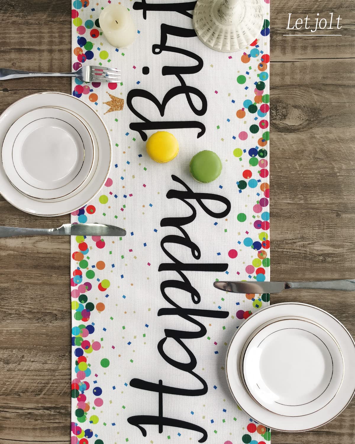 Letjolt colorful dots printed detail adds vibrant charm to any party setup.