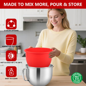 LETOMS silicone liner protects metal or glass bowls from scratches.