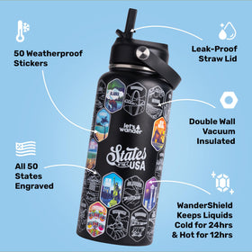 LET'S WANDER black stainless steel bottle built for durability
