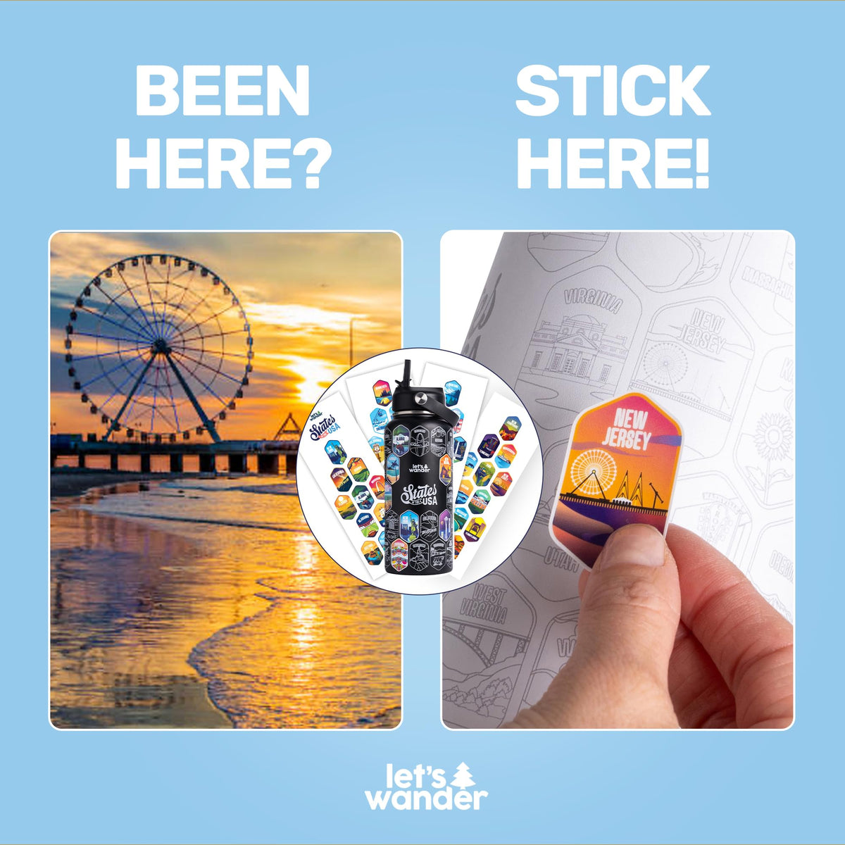 LET'S WANDER travel gift bottle USA ideal for gifting and road trips