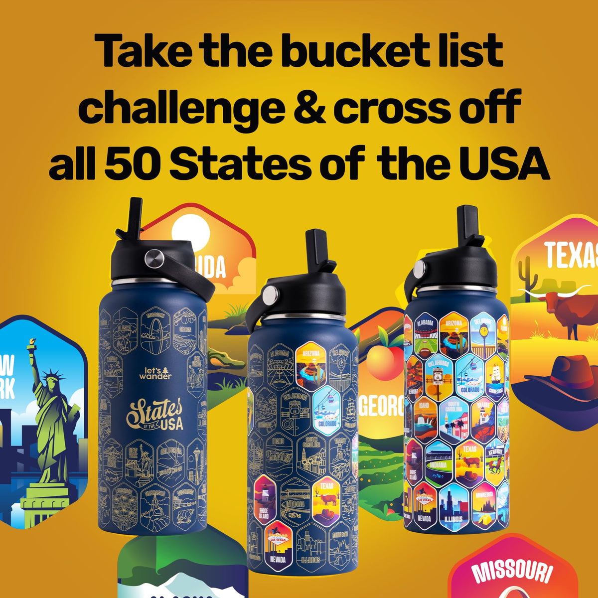 LET'S WANDER weatherproof stickers endure outdoor adventures without fading.