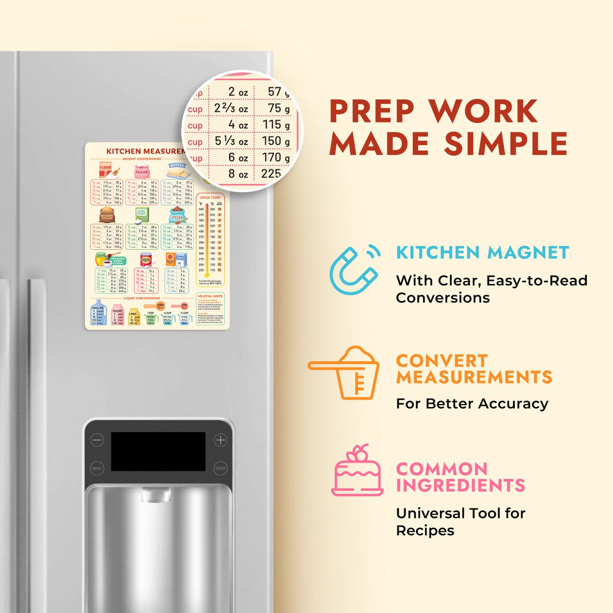 Levain & Co vintage kitchen magnet design adds charm while aiding measurements.