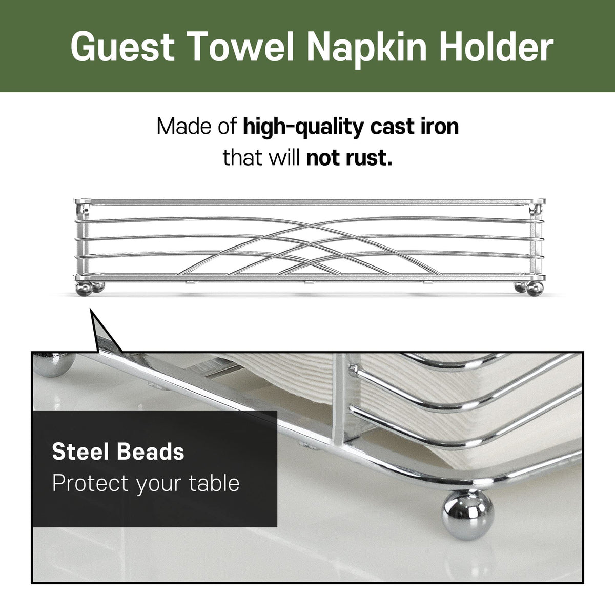 LEVIMETREE silver guest towel holder tray in bathroom demonstrates hygienic organization