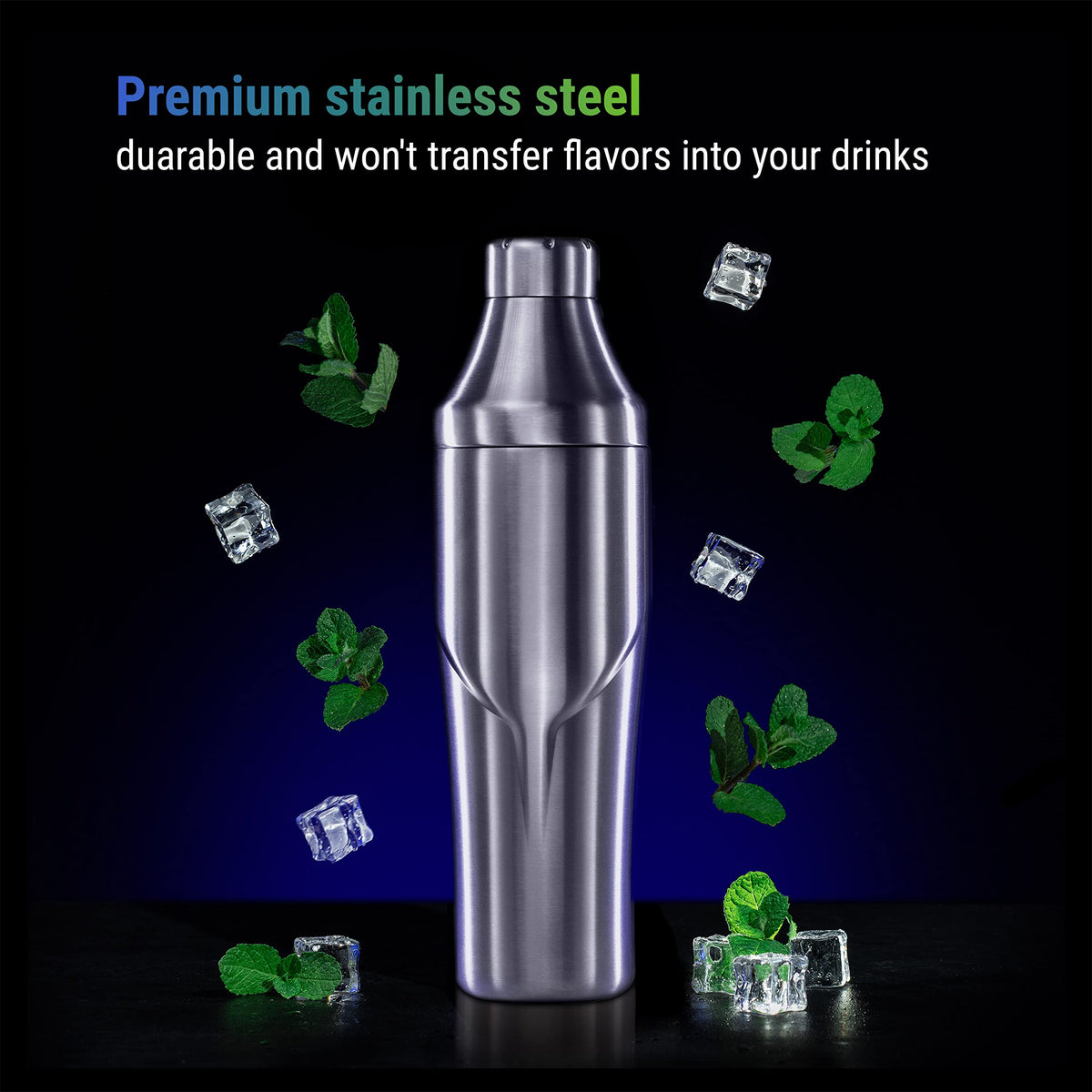Included bar spoon with Lexenic shaker for stirring and mixing.