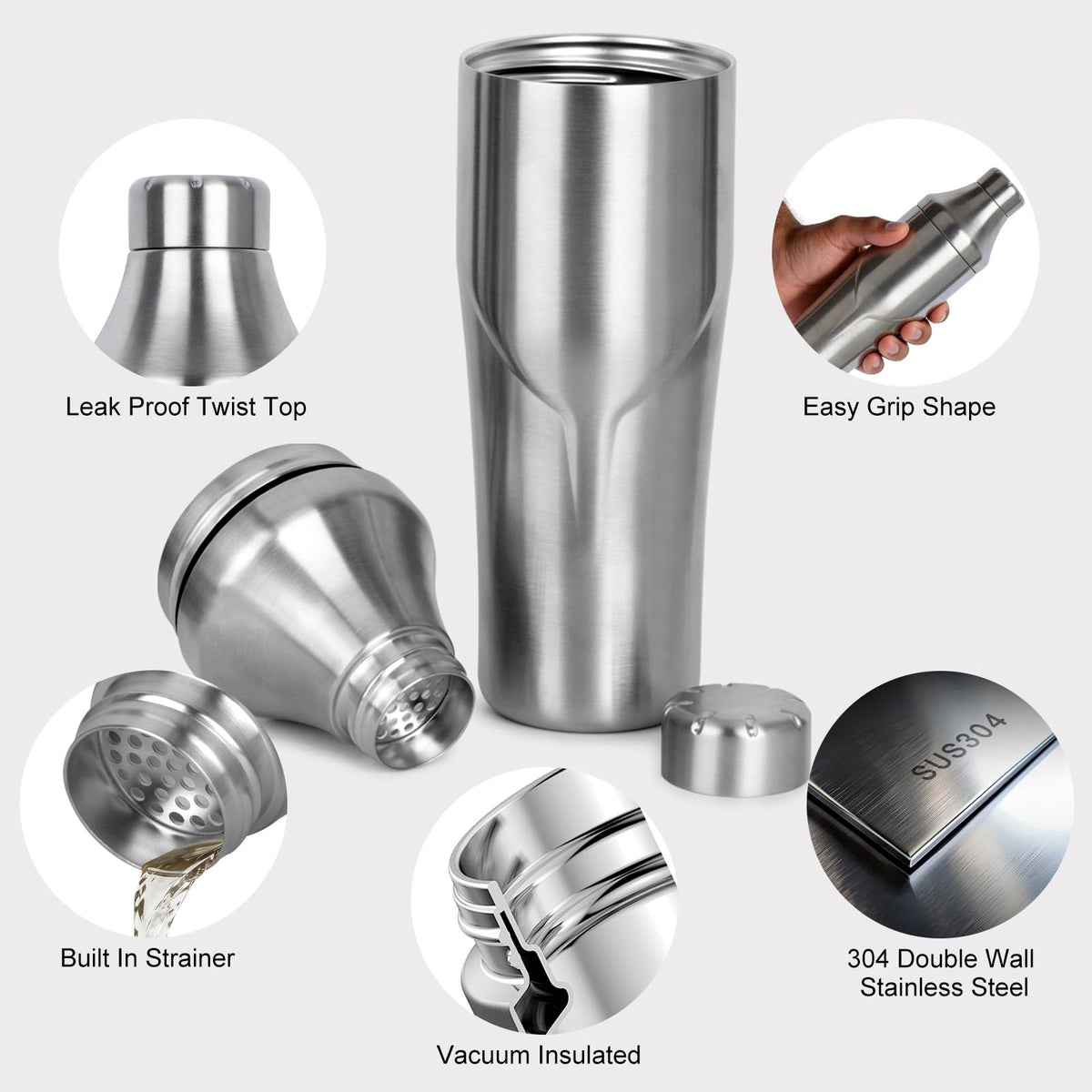 Dishwasher-safe Lexenic shaker for easy cleanup after shaking.