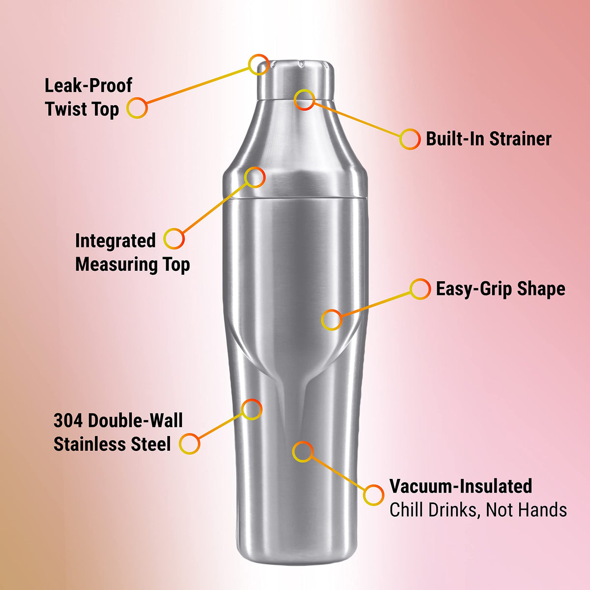 Included jigger with Lexenic shaker for precise measurement.