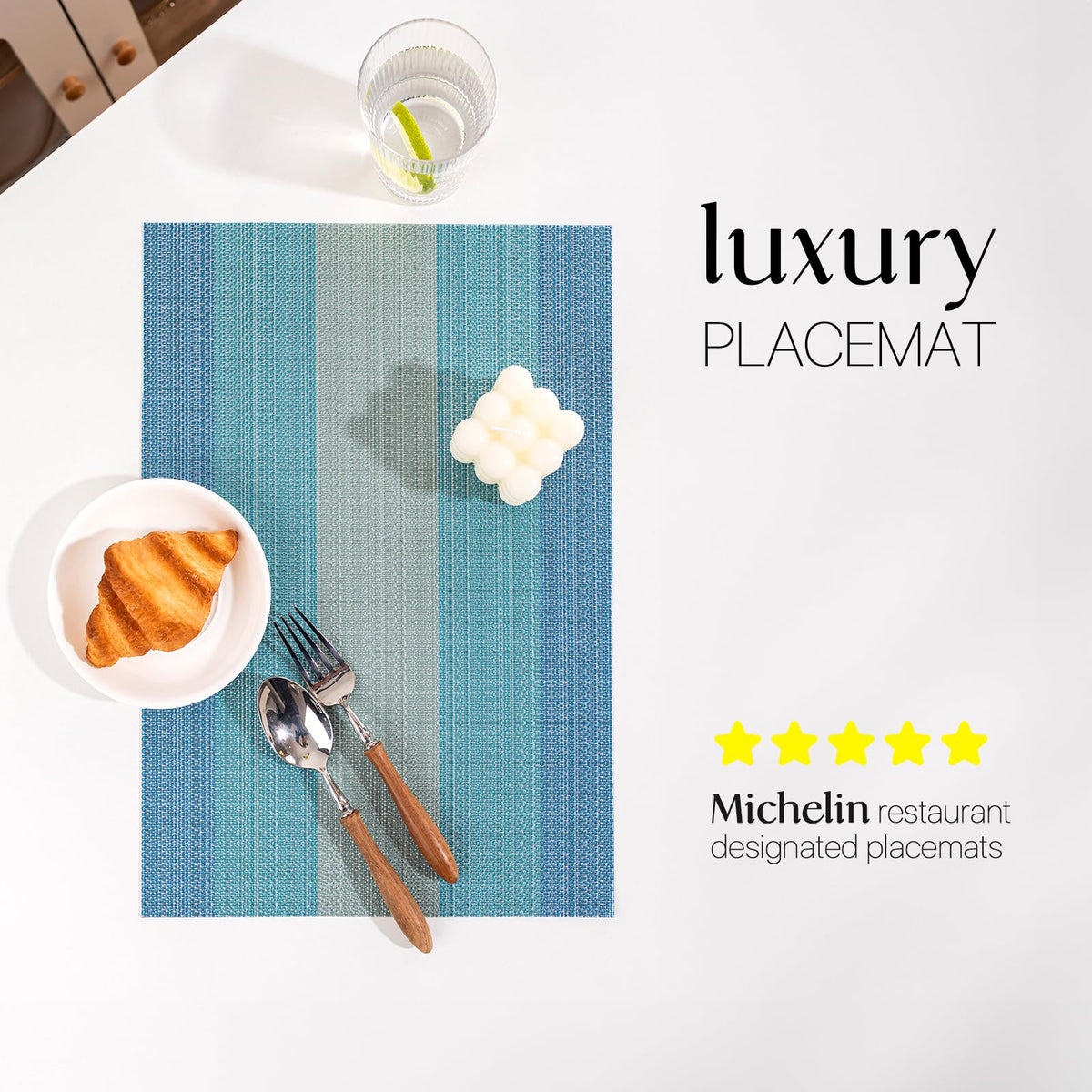 LEXMORE durable vinyl placemats showcasing weave detail for everyday use