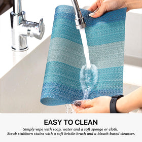 LEXMORE easy-clean placemats with neutral ocean tones