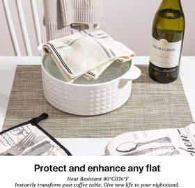 LEXMORE caramel woven placemats protect surfaces during meals