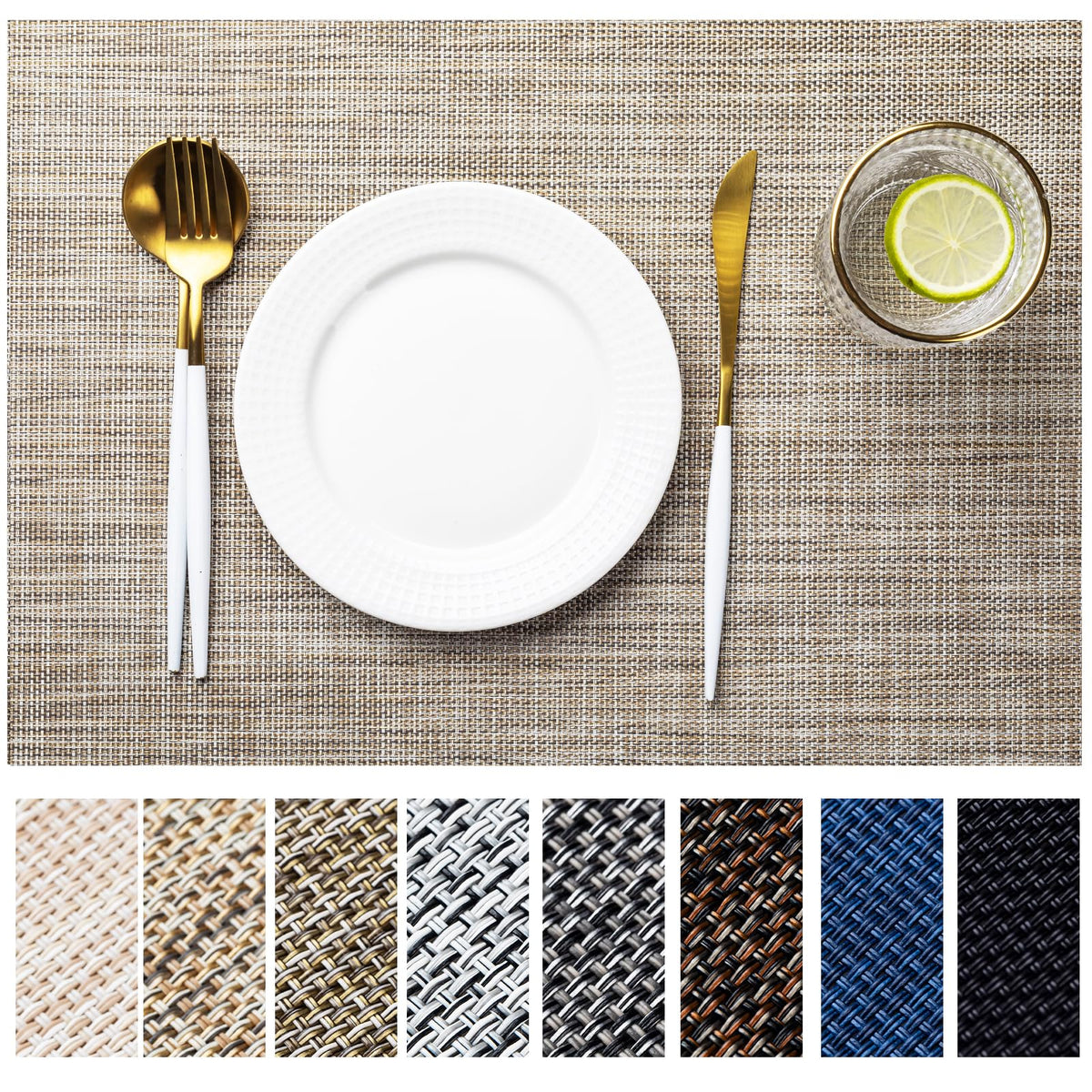 LEXMORE caramel woven placemats for stylish indoor dining