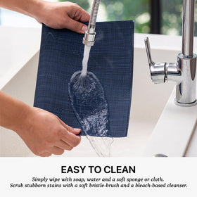 LEXMORE placemats demonstrate easy maintenance with soap and water.