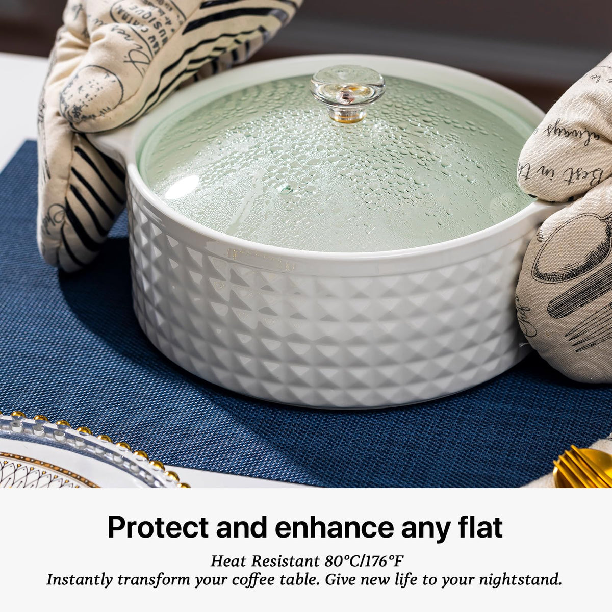 LEXMORE set of 4 navy placemats elevates table aesthetics.