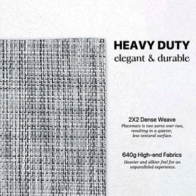 LEXMORE placemats grey vinyl weave; wipeable and reusable for daily use.