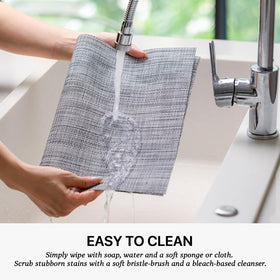 LEXMORE placemats grey vinyl weave; elegant texture for hotels and home dining setups.