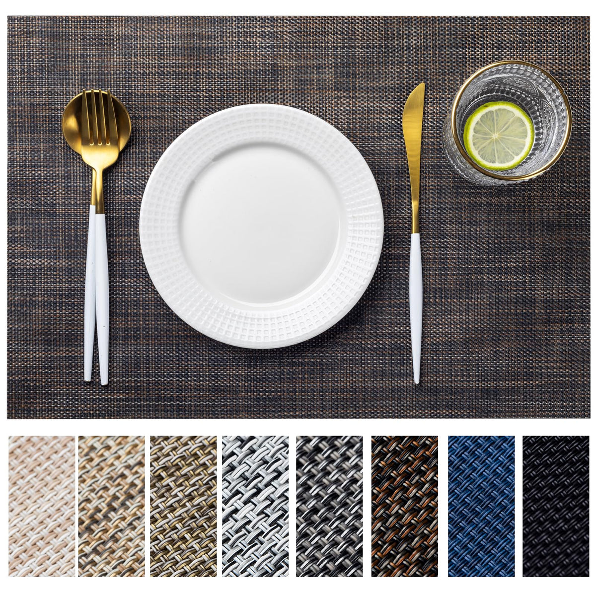 LEXMORE placemats woven-black appearance elevate indoor dining ambiance.