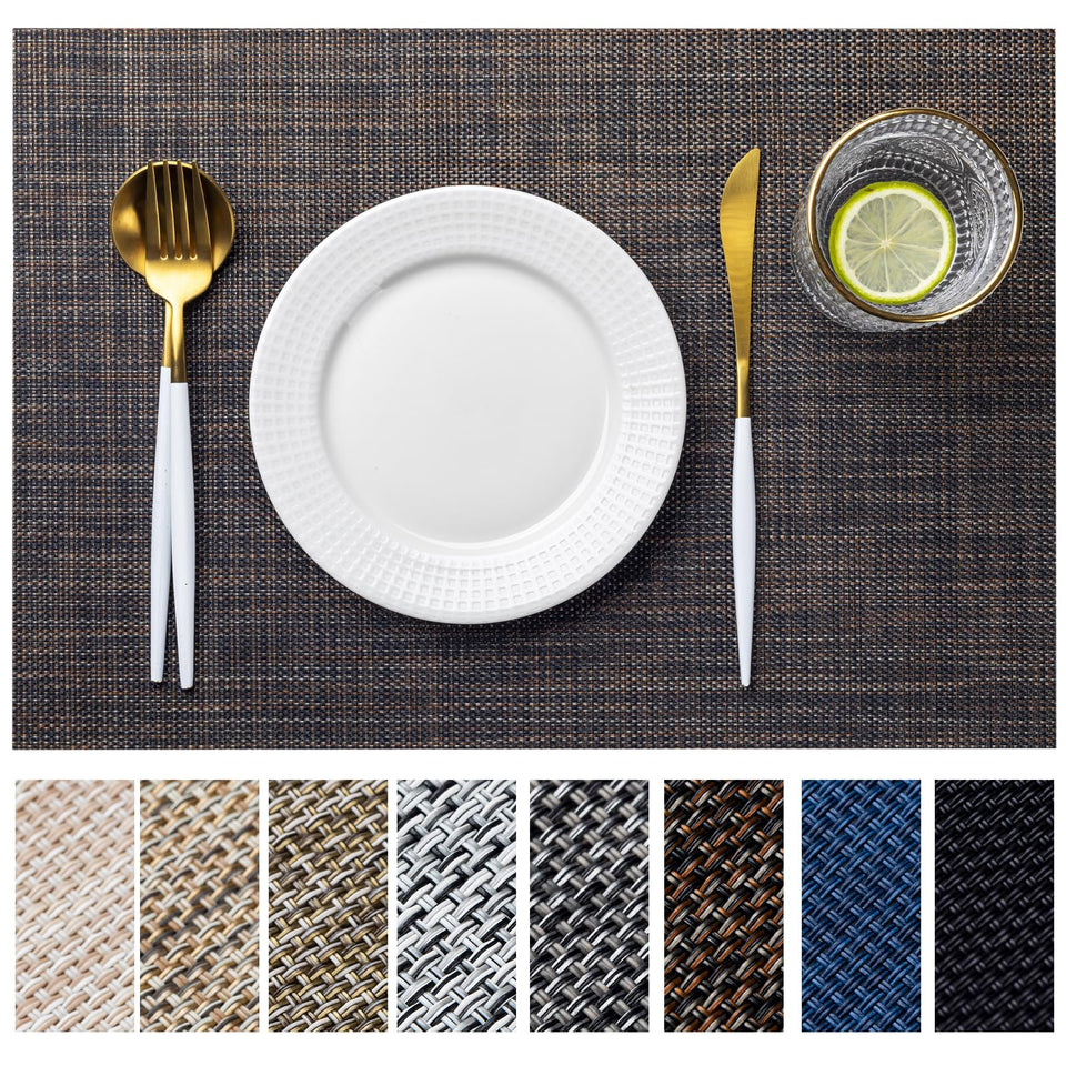 LEXMORE placemats woven-black appearance elevate indoor dining ambiance.
