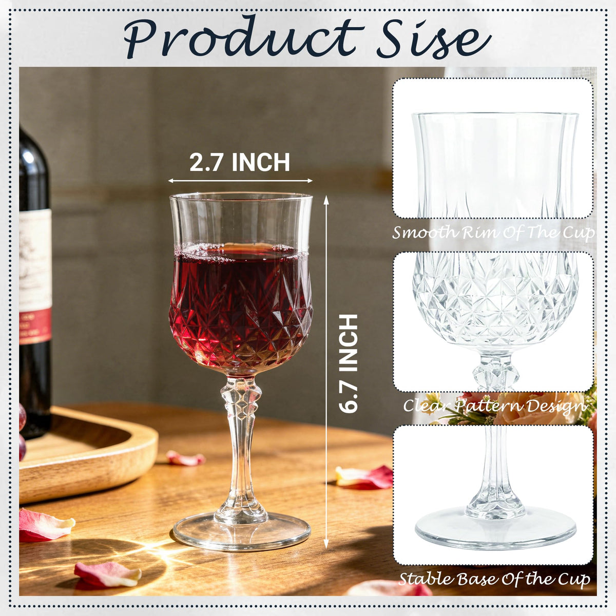 LEYIQU 17x7 cm glasses showcase a compact, comfortable grip for guests.