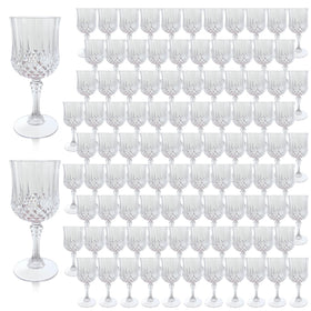 LEYIQU blue retro-style plastic wine glasses for elegant wedding table settings.