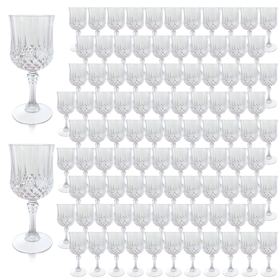 LEYIQU blue retro-style plastic wine glasses for elegant wedding table settings.