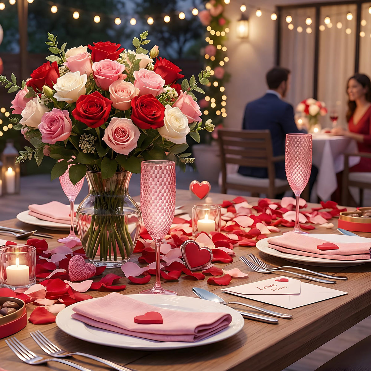 LEYIQU wedding table setting features crystal-like diamond facets