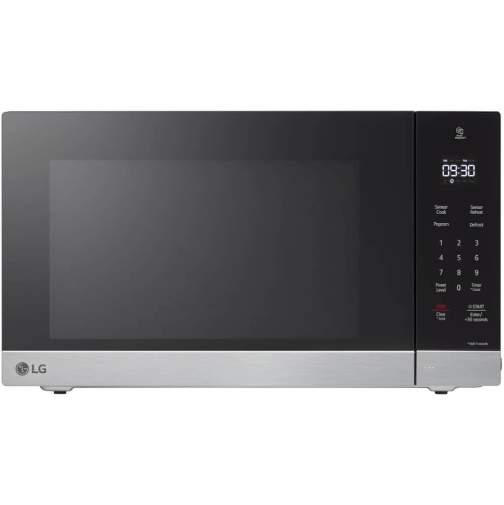 LG NeoChef microwave front view in stainless steel for a compact kitchen.