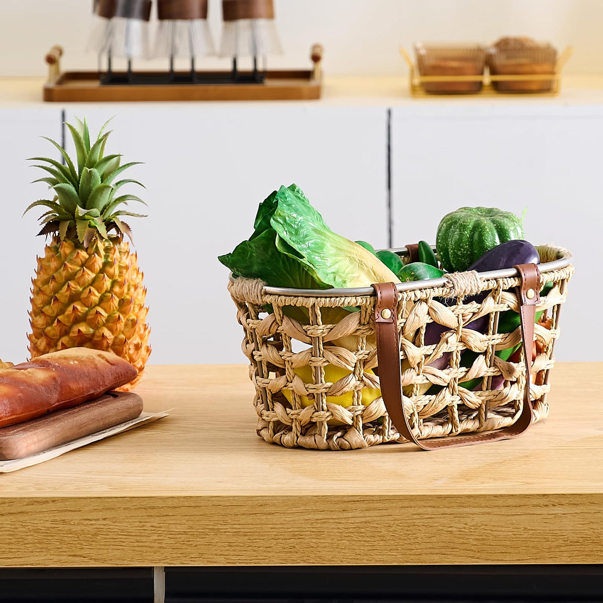 LGENHOOM bread and vegetables basket for kitchen storage.
