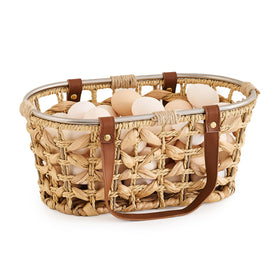 LGENHOOM egg basket in natural seagrass, breathable and gentle on eggs.