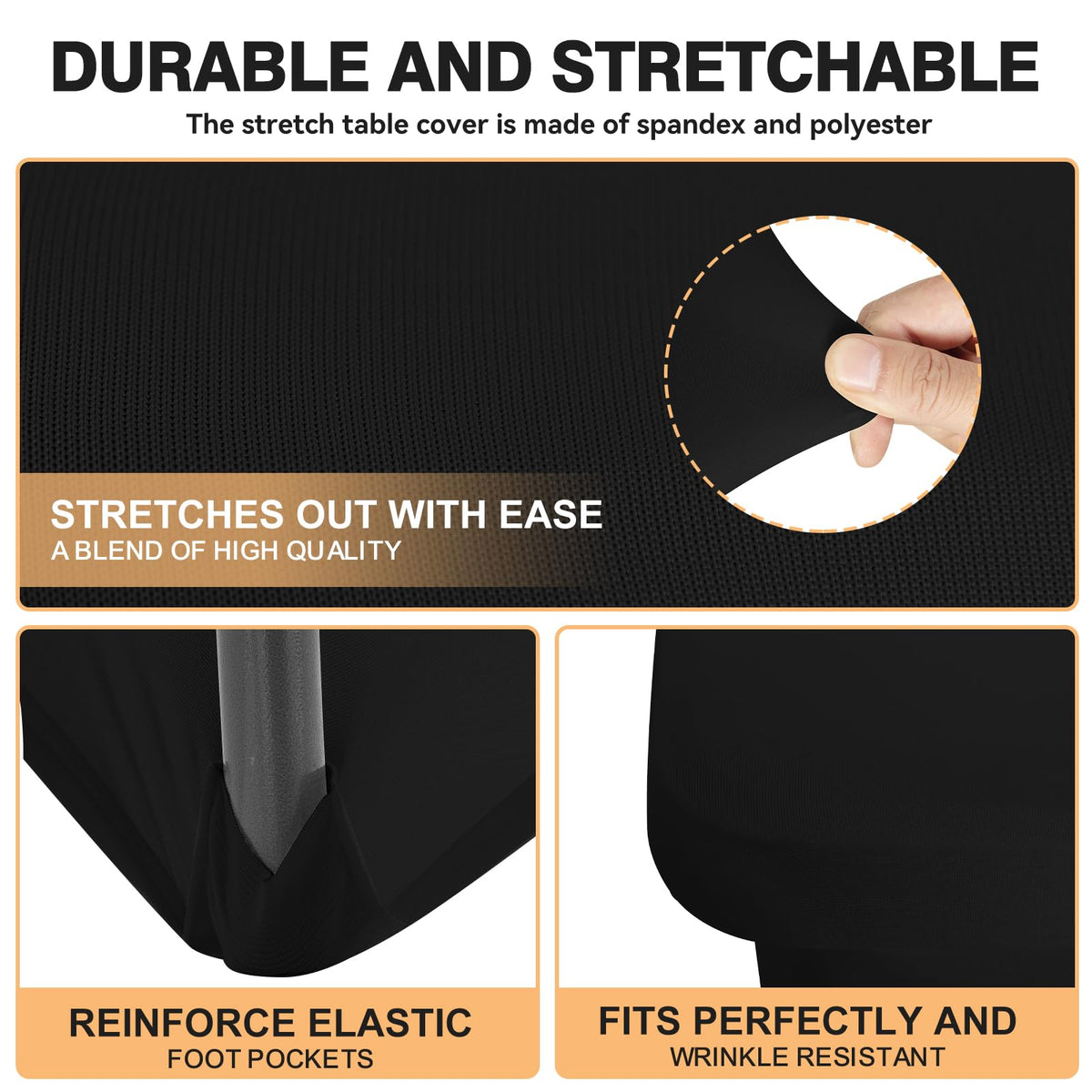LGJIAOJIAO 5ft tablecloth shows snug stretch on rectangular tables