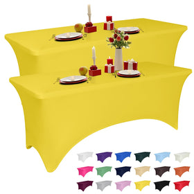 LGJIAOJIAO 6ft yellow spandex tablecloth on banquet table for a polished look