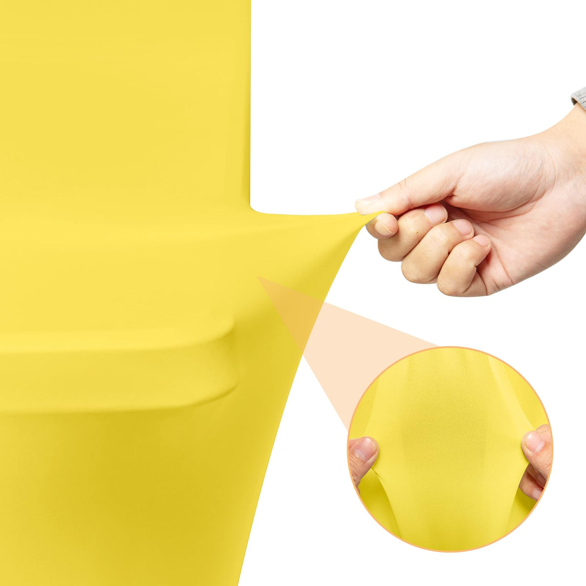 LGJIAOJIAO 8ft yellow spandex tablecloth on a formal event table