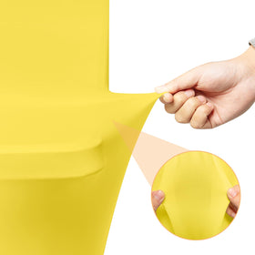 LGJIAOJIAO 8ft yellow spandex tablecloth on a formal event table